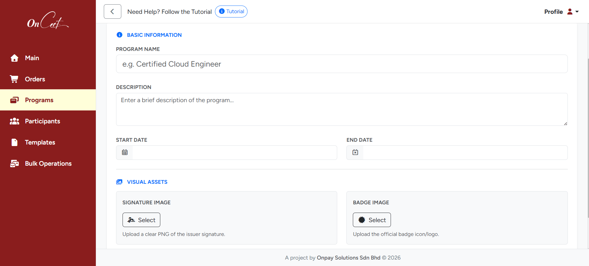 Add Program Form