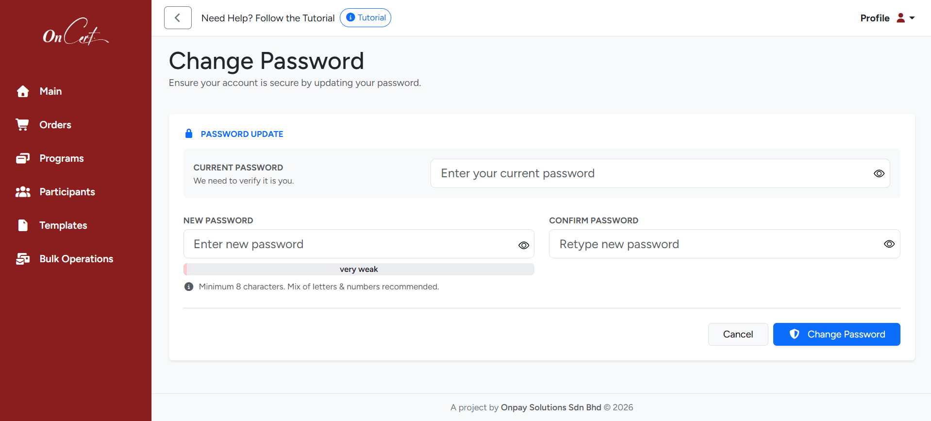 Change Password Form